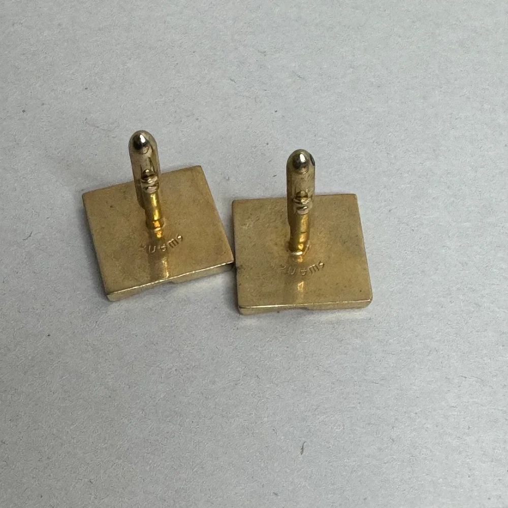 Vintage Swank Gold-Tone Square Art Deco Geometric Cufflinks Mens Accessory